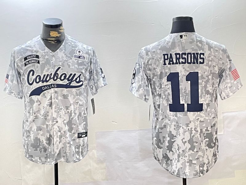 Men Dallas Cowboys #11 Parsons Nike Arctic Camo 2024 Salute to Service Limited NFL Jersey style 4